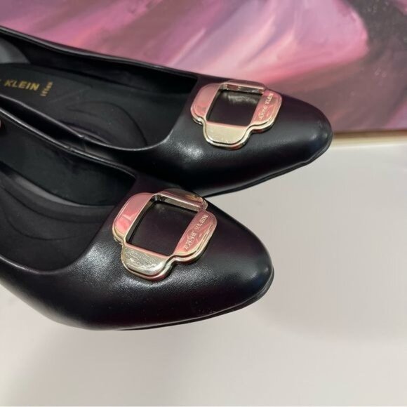 ANN KLEIN Sarina Pointed Toe Wedge Pump In Black Smooth Size 8.5 - Picture 11 of 14